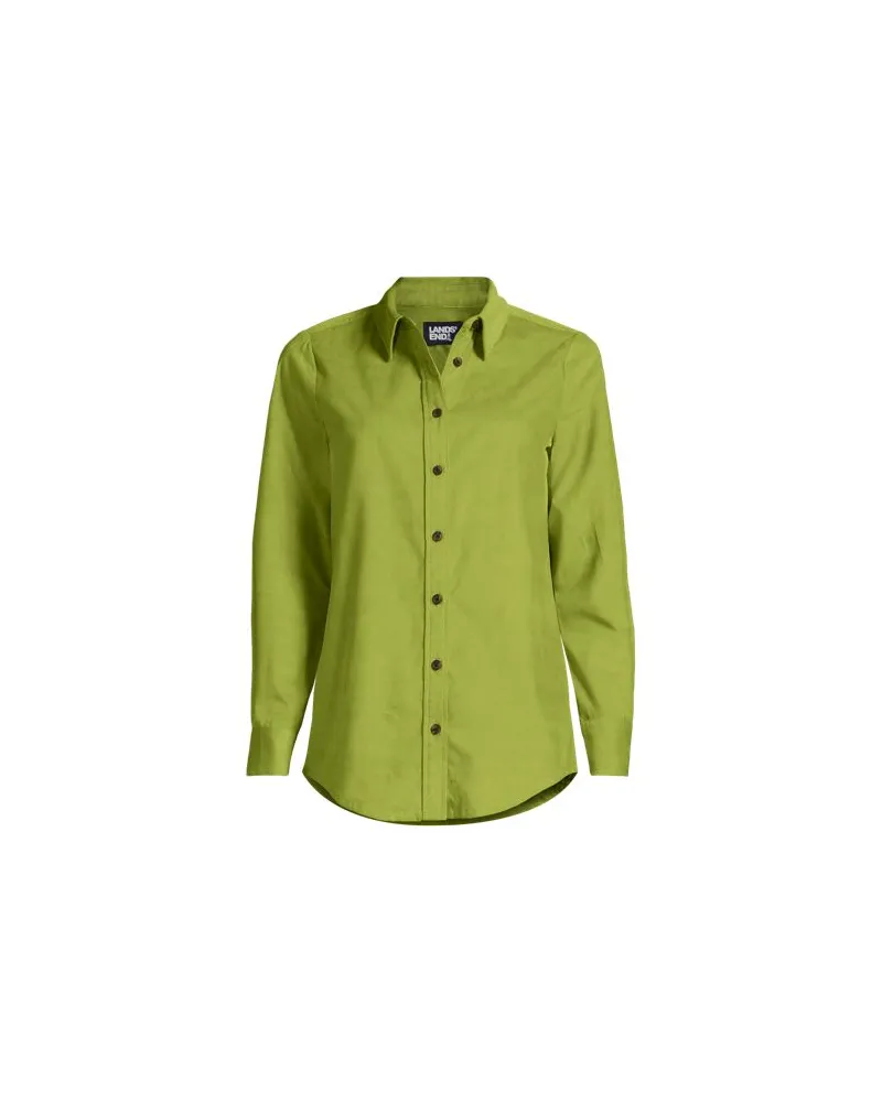 Lands' End Feincord-Hemdbluse, Damen, Größe plus, Grün, Baumwolle, by Grün