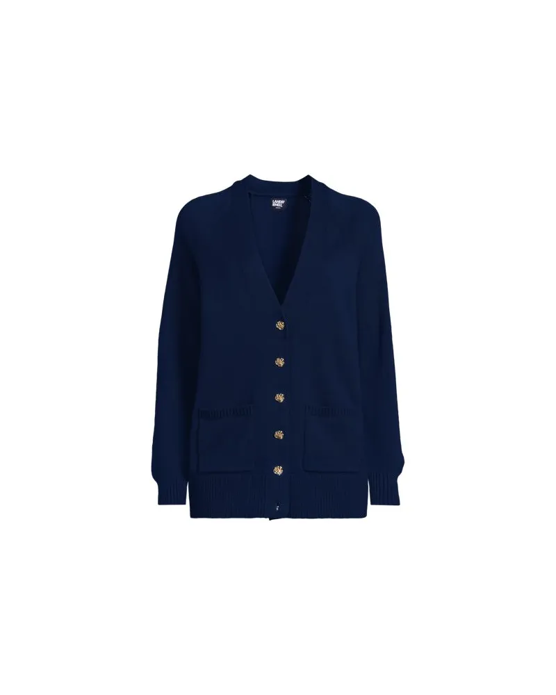 Lands' End Relaxter V-Cardigan DRIFTER, Damen, Größe plus, Blau, Baumwolle, by Blau