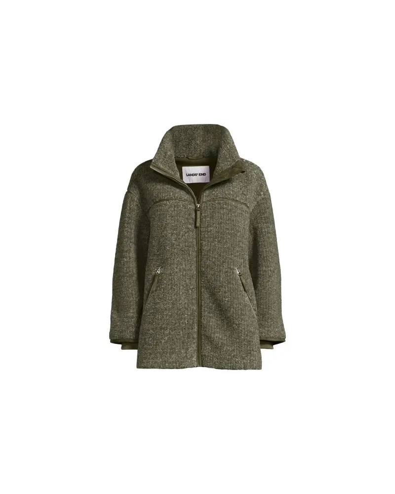 Lands' End Sherpa-Fleecejacke, Damen, Größe:32-34 regular, Grün, Polyester, by Grün