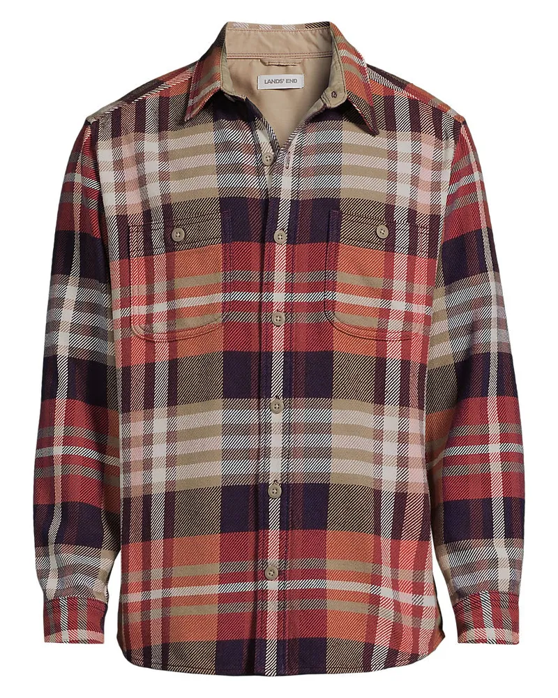 Lands' End Winter-Flanellhemd, Herren, Größe regular, Lila, Baumwolle, by Lila