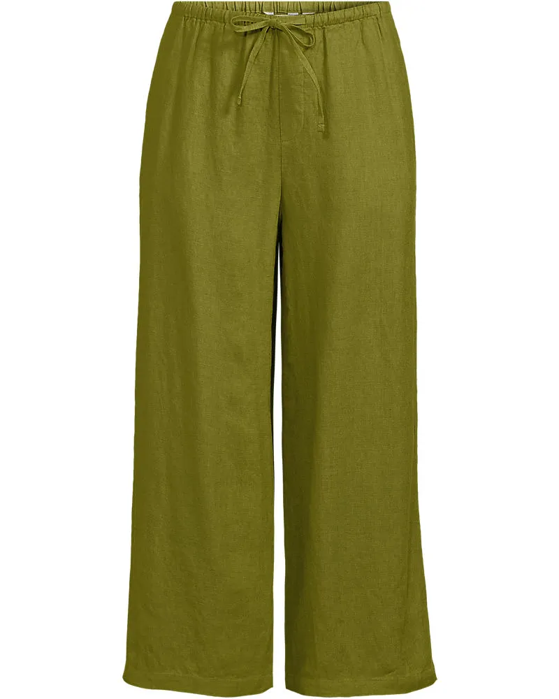 Lands' End Weite Premium Reinleinen-Schlupfhose in 7/8-LÃ¤nge, Damen, GrÃ¶ÃŸe petite, GrÃ¼n, Leinen, by Grã¼n