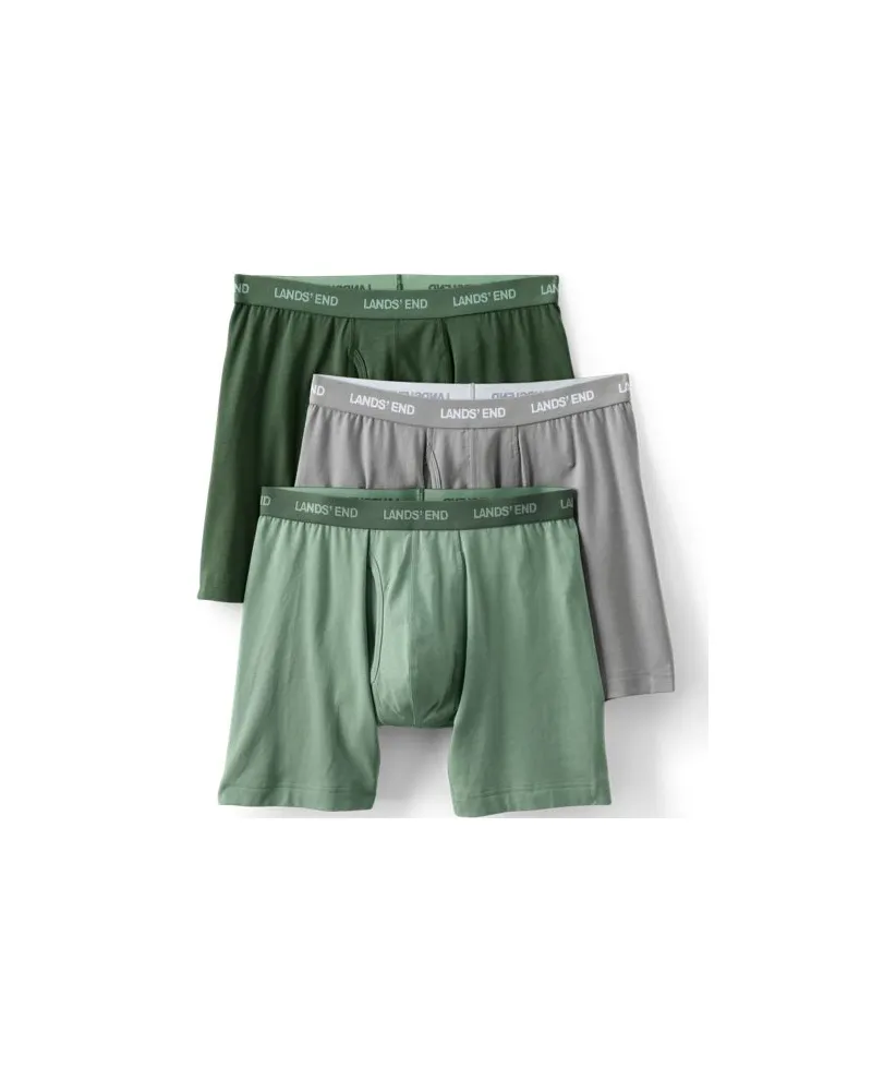 Lands' End Komfort-Boxershorts (3er-Set), Herren, Größe:48-50 regular, Grün, Baumwolle/Elasthan/Baumwolle Modal, by Grün