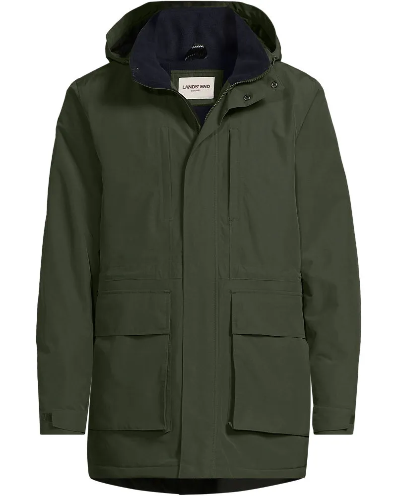 Lands' End Wasserdichter, isolierter Squall-Parka, Herren, Größe regular, Grün, Nylon, by Grün