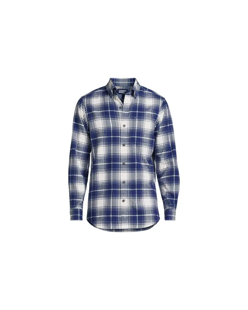 Lands' End Flanellhemd, Classic Fit, Herren, Größe:56-58 regular, Weiß, Baumwolle, by Weiß
