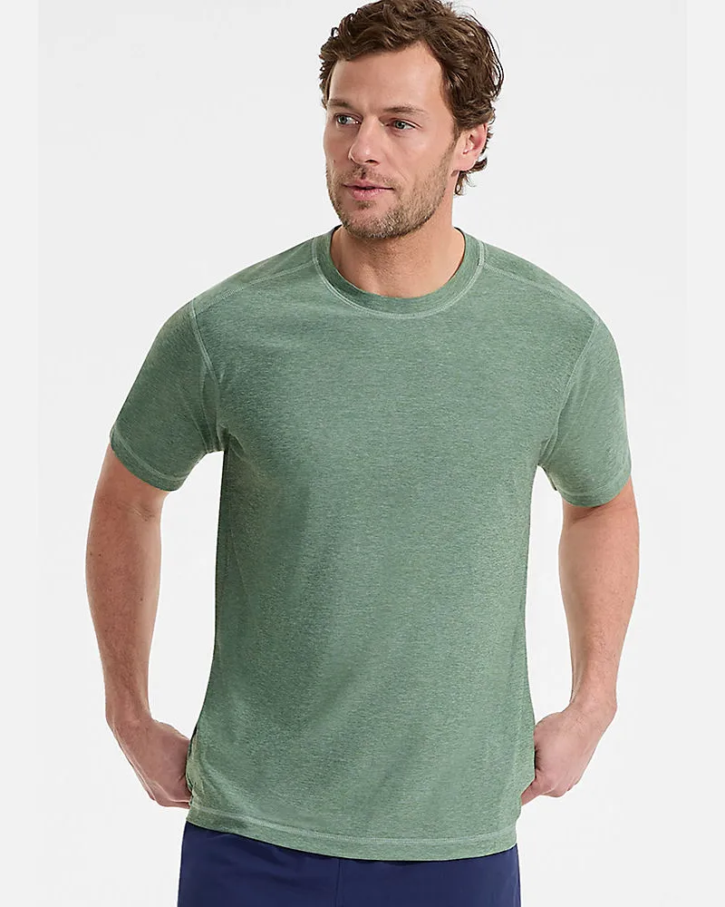 Lands' End Kurzarm-Badeshirt, Herren, Größe regular, Grün, by Grün