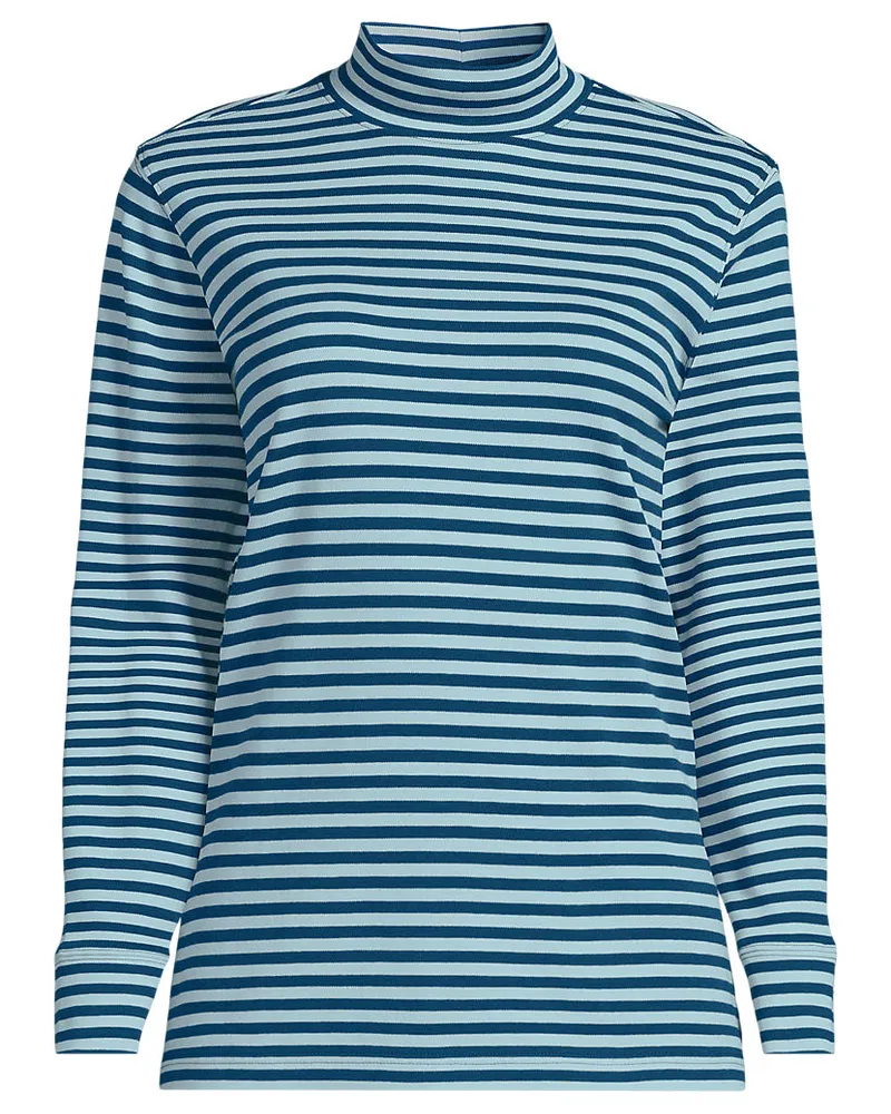 Lands' End Stehkragen-Shirt, Damen, Größe petite, Grün, Baumwolle, by Grün