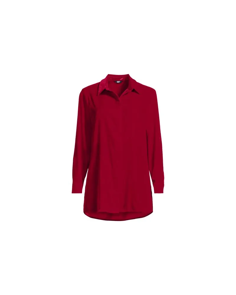 Lands' End Samtbluse, Damen, Größe regular, Rot, Polyester, by Rot