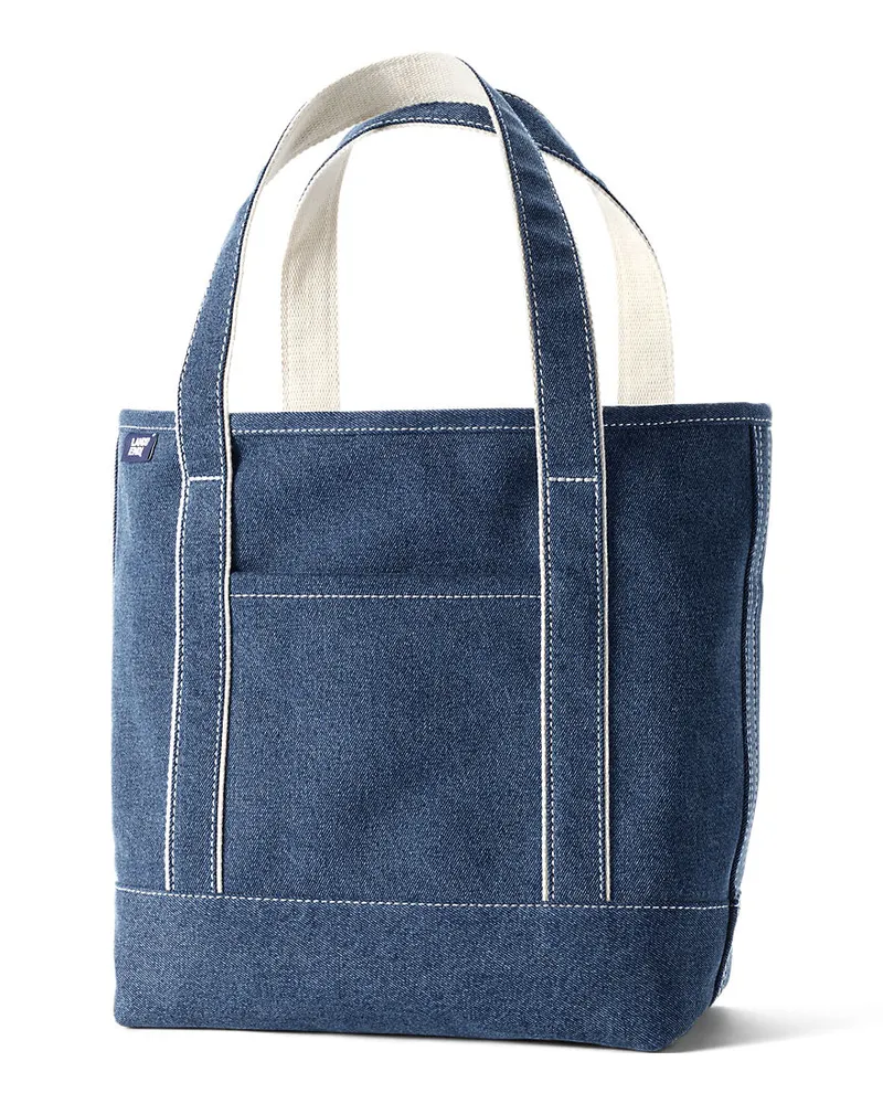 Lands' End Mittelgroße offene Denim-Canvastasche, Damen, Größe:null regular, Blau, Baumwolle, by Blau