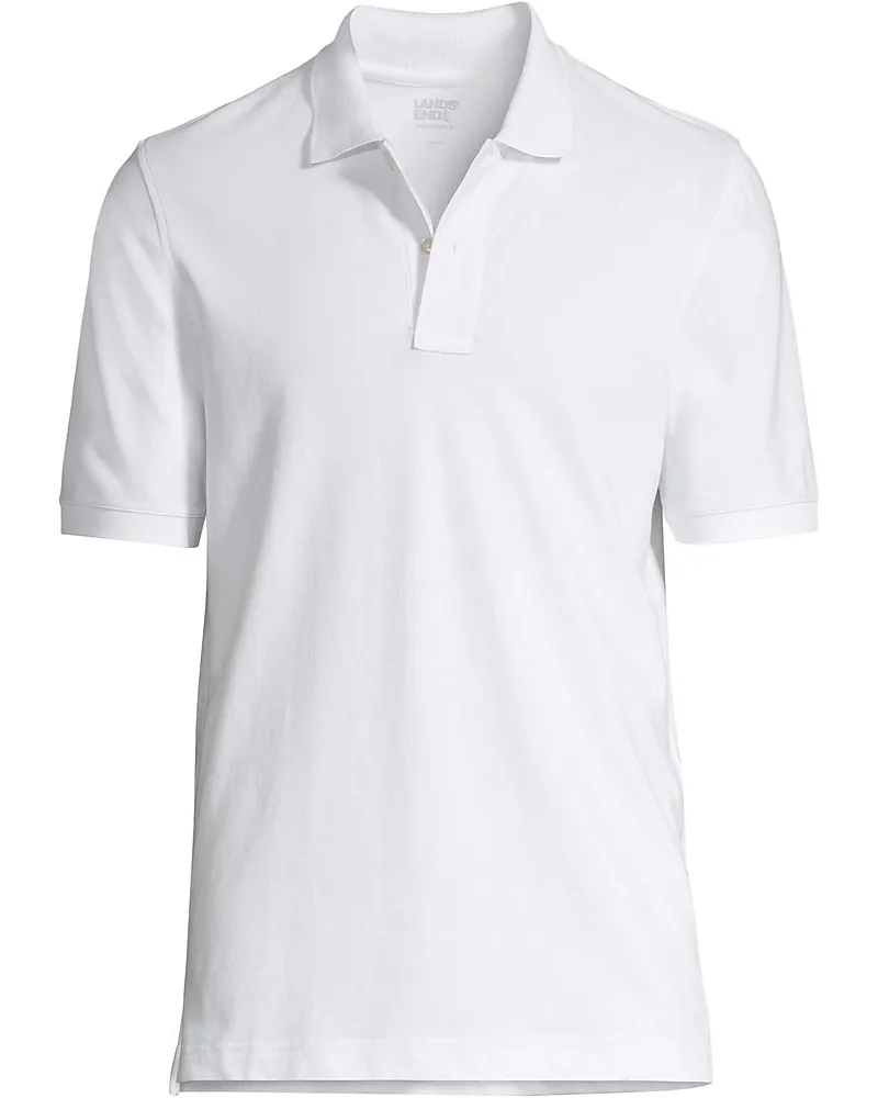 Lands' End Komfort-Piqué-Polo mit Stretch, Classic Fit, Herren, Größe regular, Weiß, Baumwolle/Elasthan, by Weiß