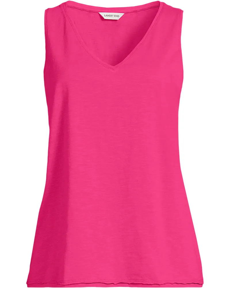 Lands' End Baumwolltop aus Flammgarn, Damen, Größe regular, Pink, Baumwolle, by Pink
