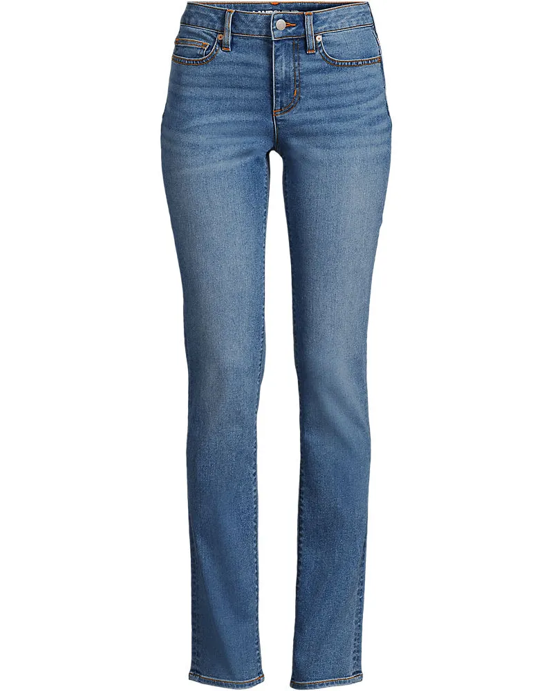 Lands' End Straight Fit Recover Jeans Mid Waist, Damen, Größe plus, Blau, Elasthan/Baumwoll-Mischung/Polyester-Mischung, by Blau