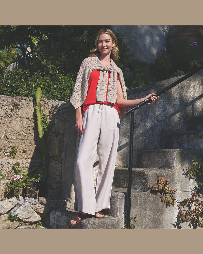 Lands' End Weite Premium Reinleinen-Schlupfhose, Damen, Größe regular, Weiß, Leinen, by Weiß