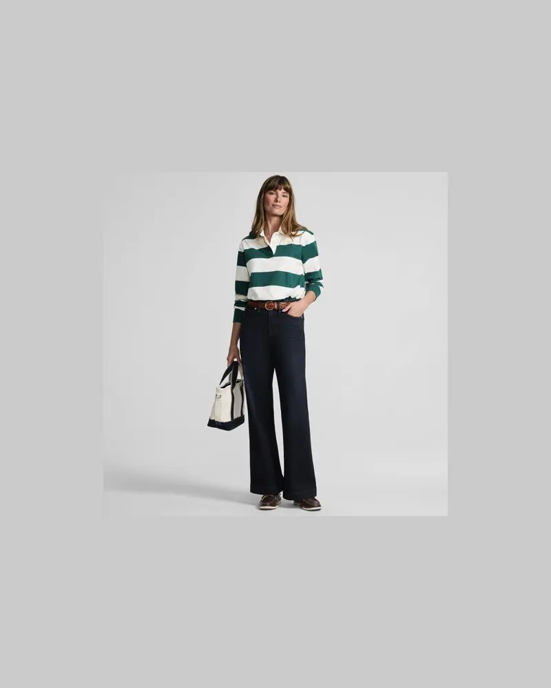 Lands' End All-Day CoolMax Jeans Mid Waist mit weitem Bein, Damen, Größe regular, Blau, by Blau