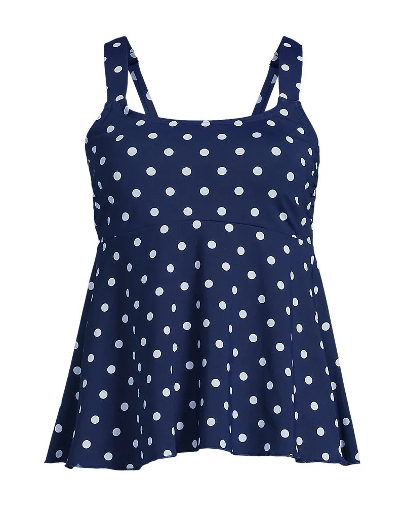 Lands' End Ausgestelltes Tankinitop mit U-Ausschnitt, Damen, Größe regular, Blau, Elasthan/Polyester-Mischung/Nylon-Mischung, by Blau