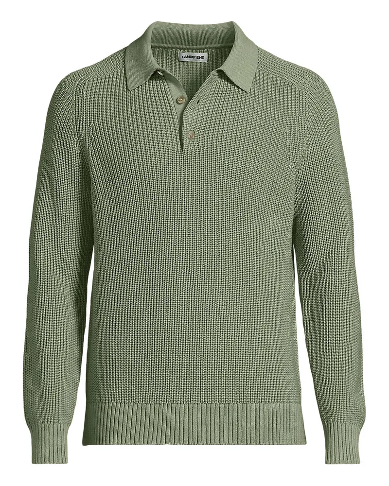 Lands' End Polopullover Drifter, Herren, Größe regular, Grün, Baumwolle, by Grün
