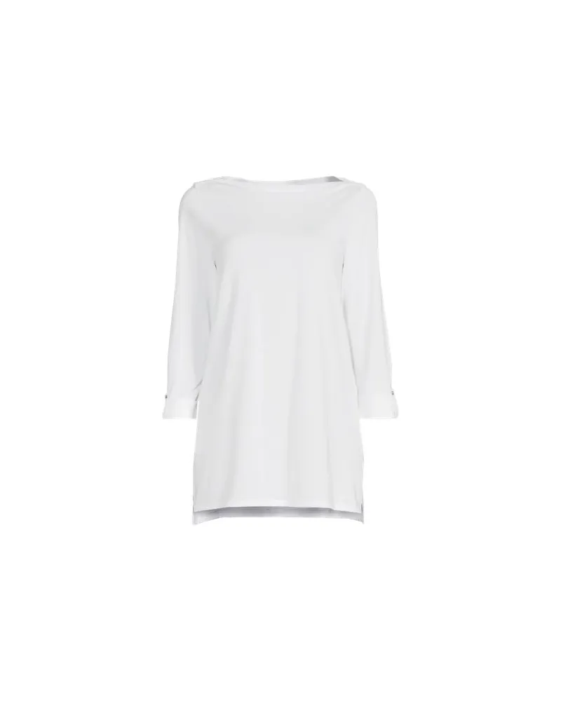 Lands' End Langes Supima-Shirt mit U-Boot-Ausschnitt, Damen, Größe plus, Weiß, by Weiß