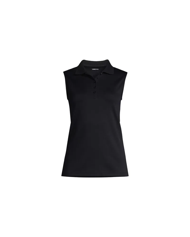 Lands' End Ärmelloses Supima-Poloshirt, Damen, Größe plus, Schwarz, Baumwolle, by Schwarz