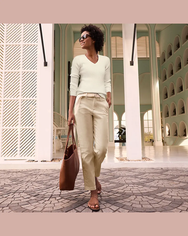 Lands' End 7/8-Chinos mit geradem Bein Mid Waist, Damen, Größe regular, Braun, by Braun