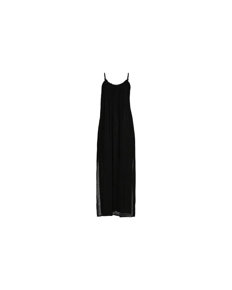 Lands' End Durchscheinendes Ripp-Maxi-Strandkleid, Damen, Größe:40-42 regular, Schwarz, Viskose-Mischung/Polyester-Mischung, by Schwarz