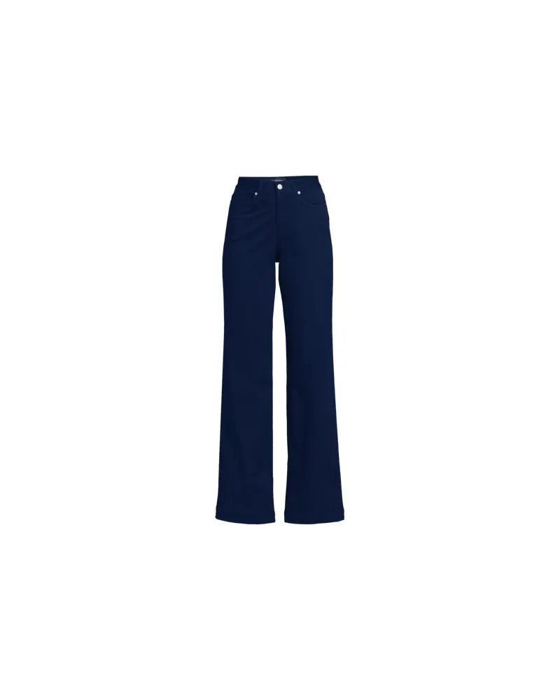 Lands' End 5-Pocket-Chinos mit weitem Bein, Damen, Größe petite, Blau, Baumwoll-Mischung, by Blau