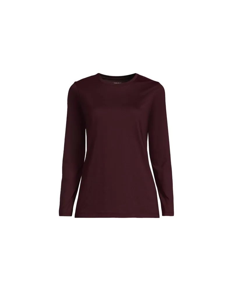 Lands' End Supima-Shirt, Langarm, Damen, Größe:44-46 regular, Rot, Baumwolle, by Rot