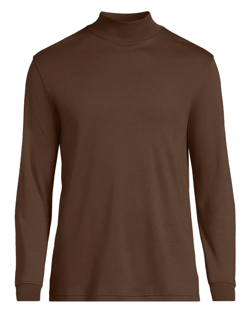 Lands' End Supima Stehbundshirt, Classic Fit, Herren, Größe regular, Braun, Baumwolle, by Braun