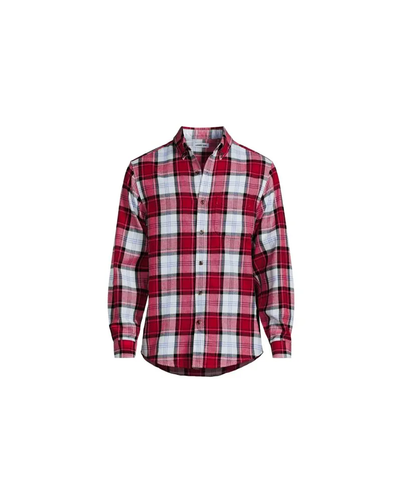 Lands' End Flanellhemd Flagship, Classic Fit, Herren, Größe:44-46 regular, Rot, Baumwolle/Baumwoll-Mischung/Polyester-Mischung, by Rot