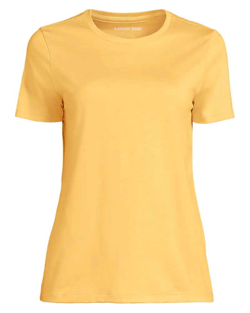 Lands' End Supima Kurzarm-Shirt mit rundem Ausschnitt, Damen, Größe regular, Gelb, Baumwolle, by Gelb