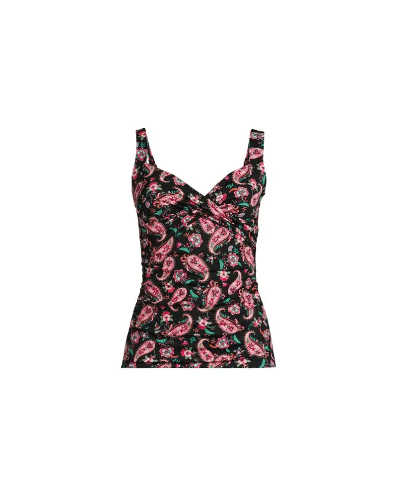 Lands' End Tankinitop CHLORRESISTENT mit V-Ausschnitt Gemustert, Damen, Größe:34 regular, Schwarz, Nylon-Mischung, by Schwarz