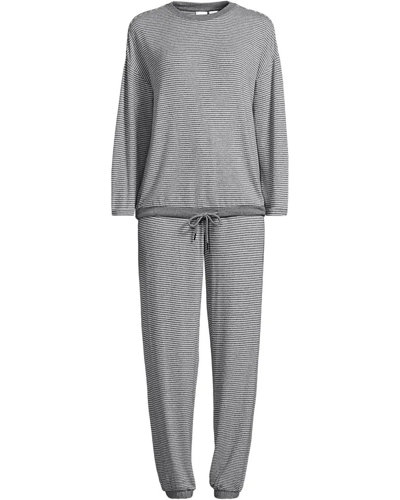 Lands' End Silky Knit Lounge-Set, Damen, Größe regular, Grau, Polyester/Viskose/Polyester-Mischung, by Grau