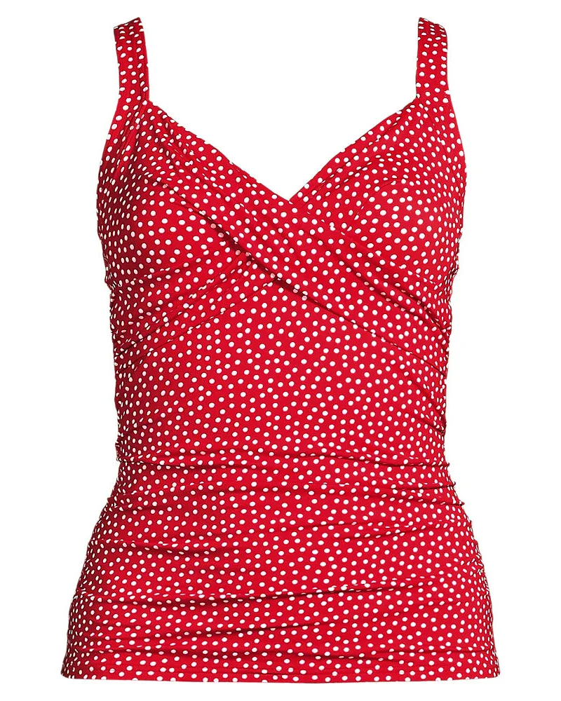 Lands' End Tankinitop CHLORRESISTENT mit V-Ausschnitt, Damen, Größe regular, Rot, Nylon-Mischung, by Rot