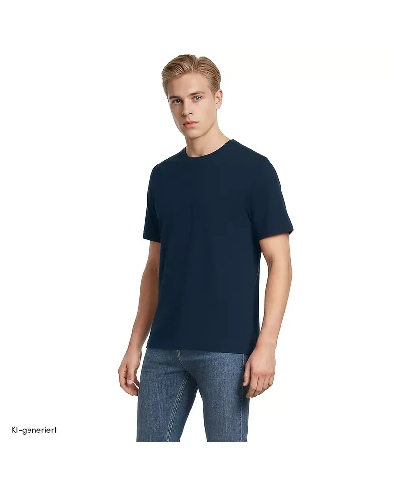 Lands' End Super-T Kurzarm-Shirt, Classic Fit, Herren, Größe regular, Blau, Baumwolle, by Blau