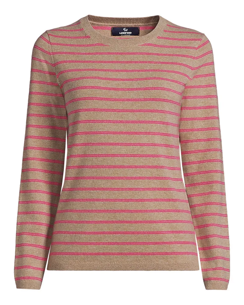 Lands' End Kaschmir-Pullover mit rundem Ausschnitt, Damen, Größe petite, Beige, Kaschmir, by Beige