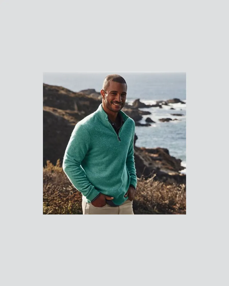 Lands' End Kaschmir-Pullover in Troyerform, Herren, Größe:60 regular, Grün, Kaschmir, by Grün