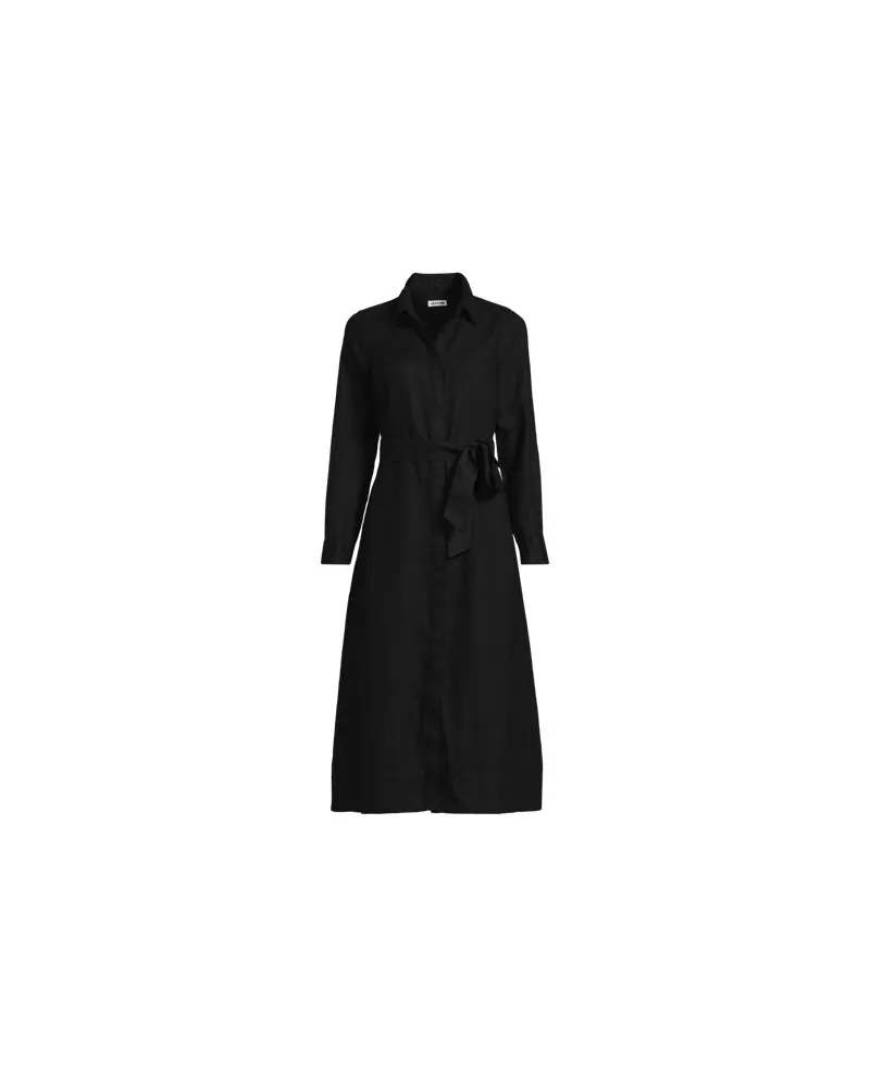 Lands' End Leinen-Midikleid, Damen, Größe plus, Schwarz, by Schwarz