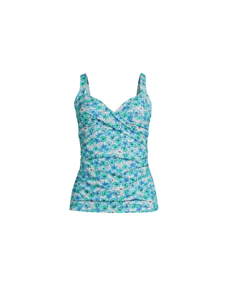 Lands' End Tankinitop CHLORRESISTENT mit V-Ausschnitt Gemustert, Damen, Größe plus, Blau, Nylon-Mischung, by Blau