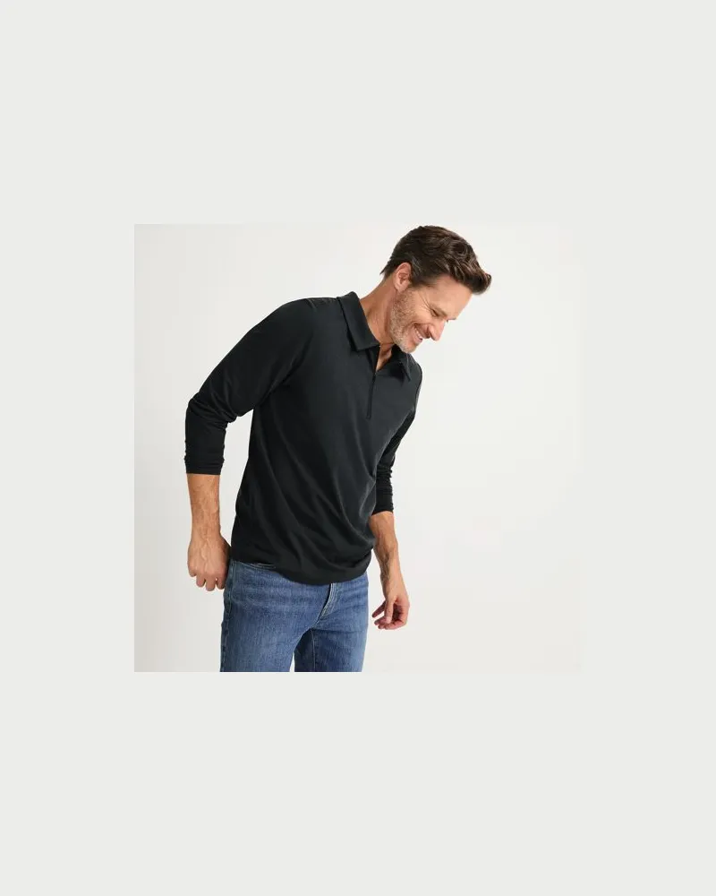 Lands' End Trekking-Shirt mit Reißverschluss, Herren, Größe:44-46 regular, Grau, Polyester-Mischung, by Grau