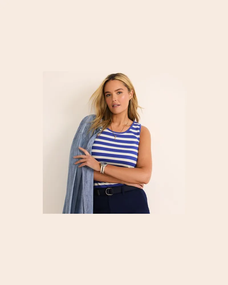 Lands' End Baumwoll-Top, Damen, Größe plus, Blau, Baumwolle, by Blau