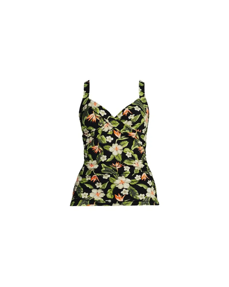 Lands' End Tankinitop CHLORRESISTENT mit V-Ausschnitt, Damen, Größe plus, Schwarz, Nylon-Mischung, by Schwarz