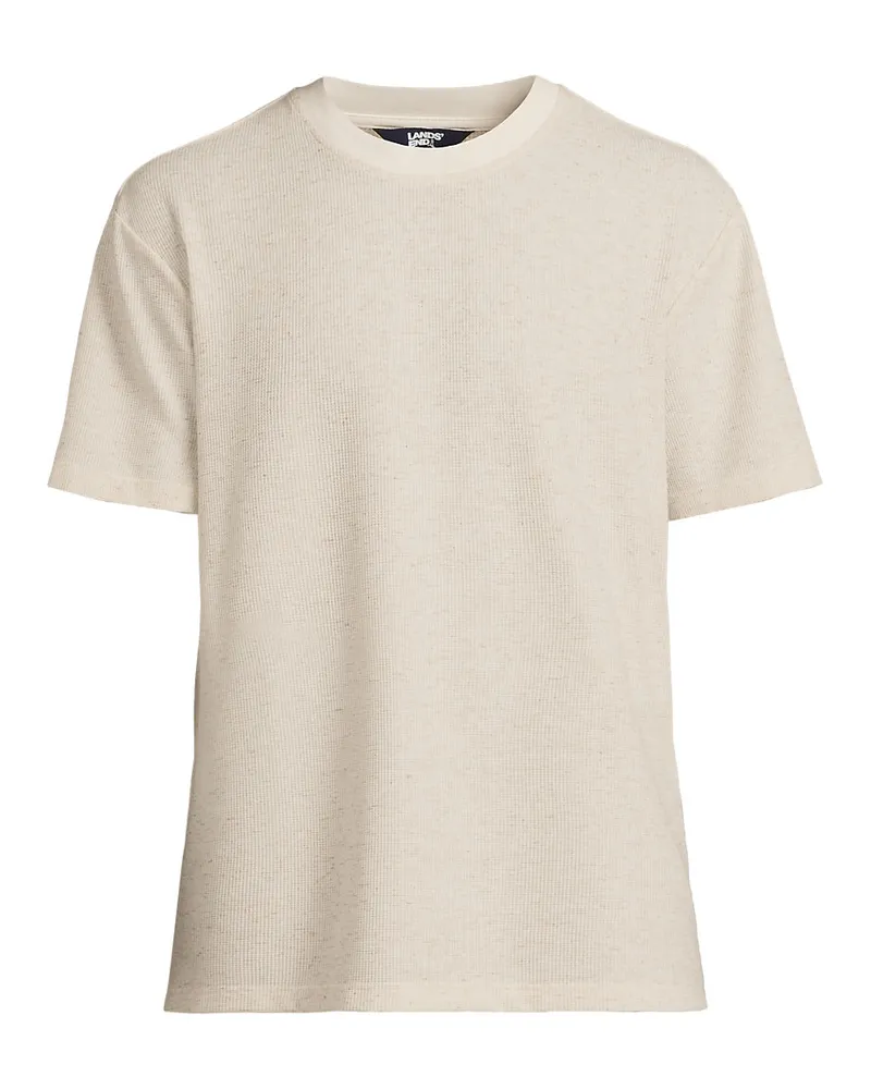 Lands' End Premium Shirt mit Leinen und Waffelstruktur, Herren, GrÃ¶ÃŸe regular, WeiÃŸ, Leinen/Polyester-Mischung, by Weiãÿ