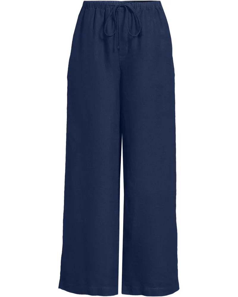 Lands' End Premium Reinleinen-Schlupfhose in 7/8-Länge, Damen, Größe plus, Blau, Leinen, by Blau
