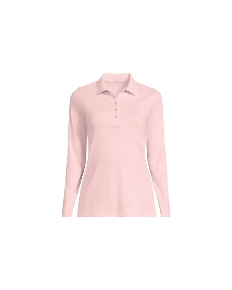 Lands' End Supima-Poloshirt mit langen Ärmeln, Damen, Größe:32-34 regular, Pink, Baumwolle, by Pink