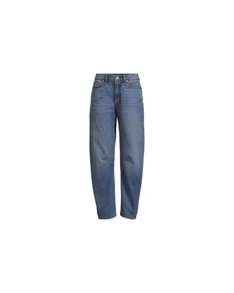Lands' End Soft Denim Relaxte Barrel-Jeans Mid Waist, Damen, Größe plus, Blau, by Blau