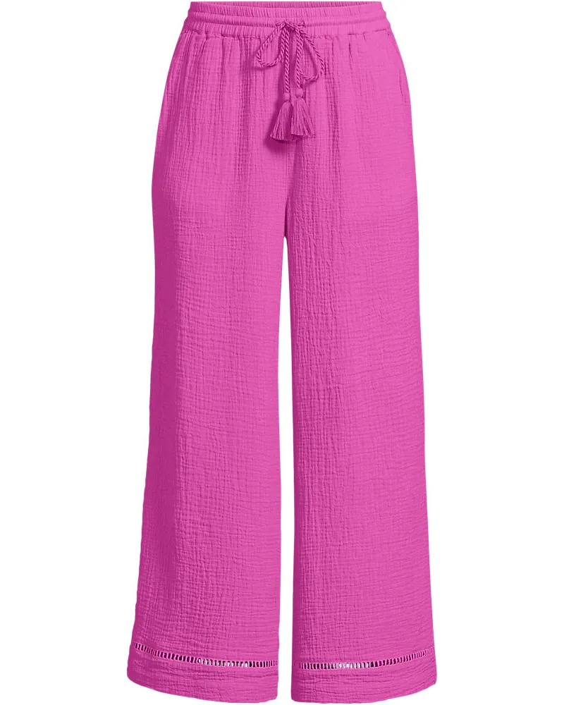 Lands' End 7/8-Schlupfhose aus Musselin, Damen, Größe petite, Pink, Baumwolle, by Pink