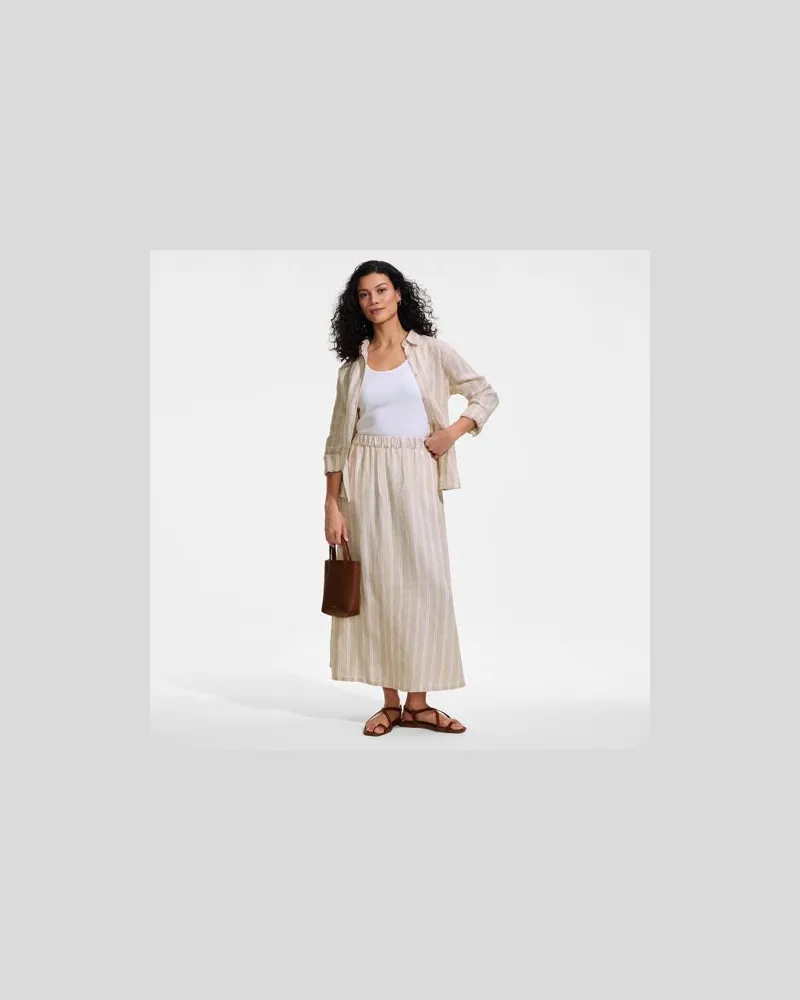 Lands' End Midi-Schlupfrock aus reinem Leinen, Damen, Größe regular, Weiß, by Weiß