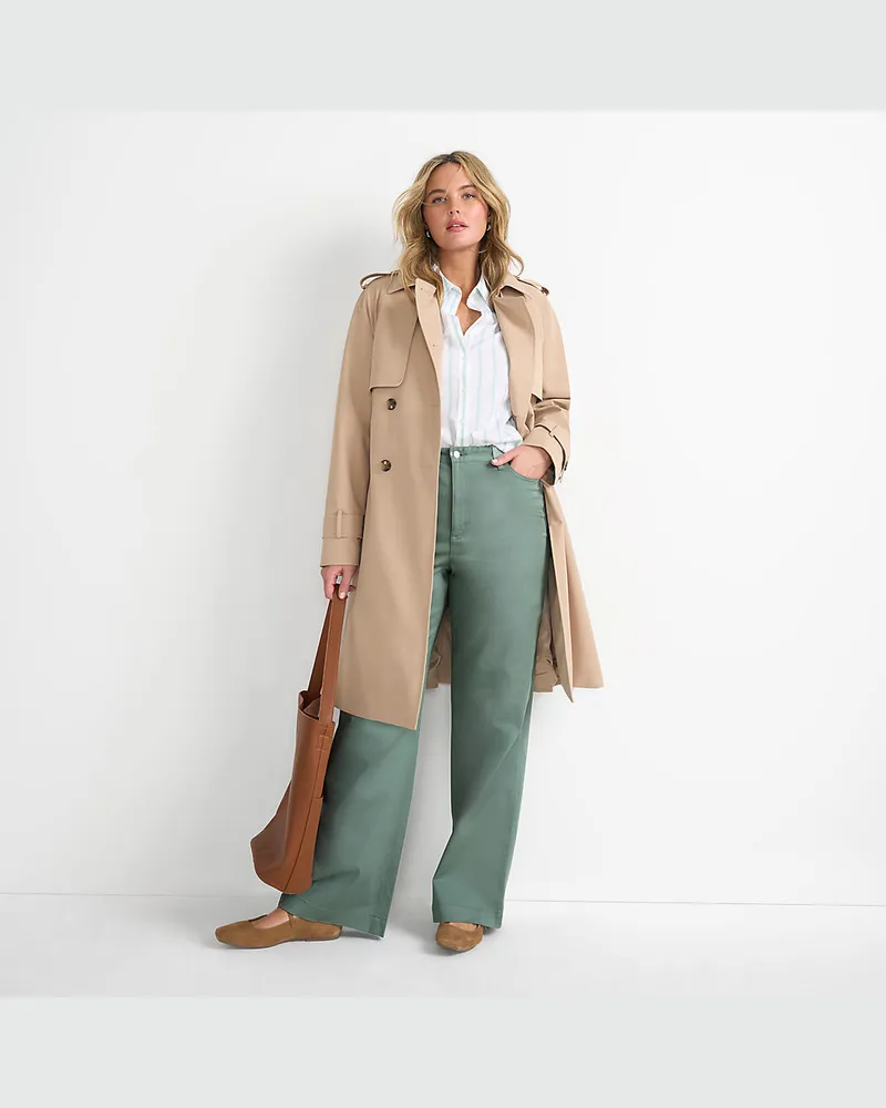 Lands' End 5-Pocket-Chinos mit weitem Bein, Damen, Größe plus, Grün, Baumwoll-Mischung, by Grün