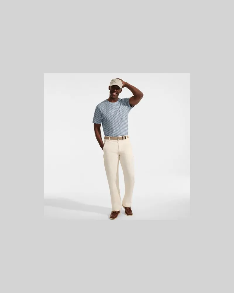 Lands' End Kurzarm-Shirt aus Baumwoll-/Leinenmix, Herren, Größe:60 regular, Blau, Baumwolle/Leinen, by Blau