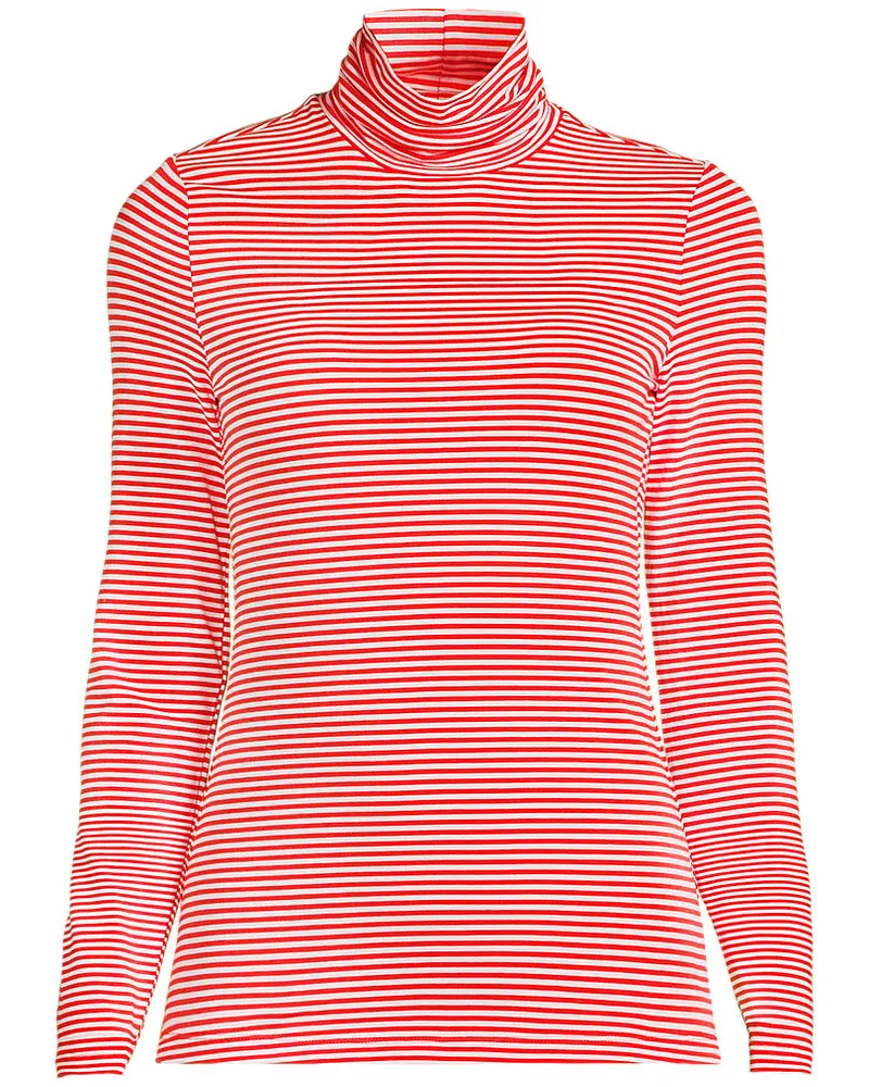 Lands' End Rollkragenshirt aus Baumwoll/Modalmix, Damen, Größe regular, Orange, Baumwolle/Elasthan/Baumwolle Modal, by Orange