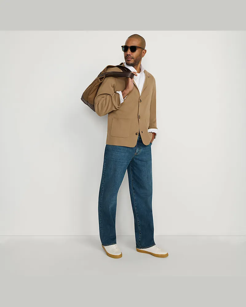 Lands' End Sakko aus Baumwoll-Feinstrick, Herren, Größe regular, Beige, Baumwolle, by Beige