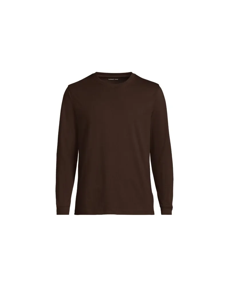 Lands' End Super-T Langarm-Shirt, Classic Fit, Herren, Größe regular, Braun, Baumwolle, by Braun